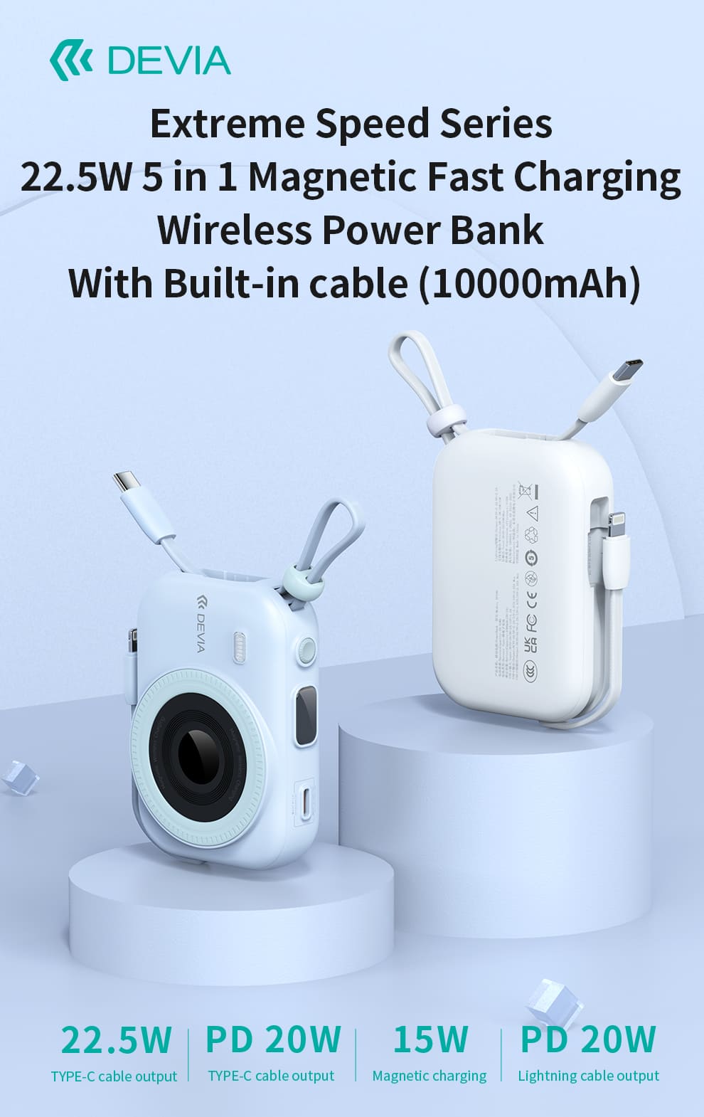 DEVIA Extreme Speed Series MINI 22.5W Magnetic Power Bank 9600mAh