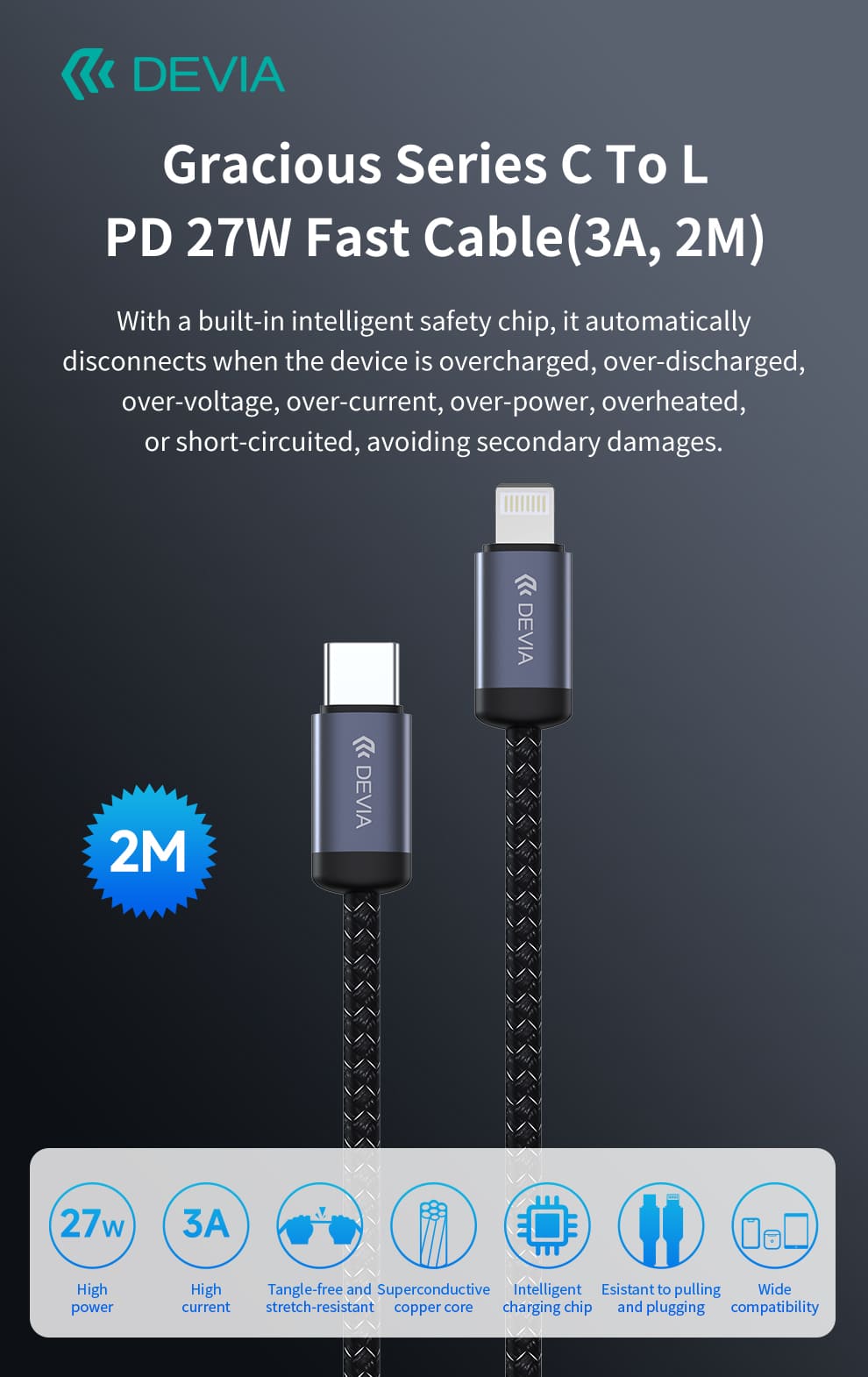 DEVIA Smart Series PD Type-C to Lightning 27WCable
