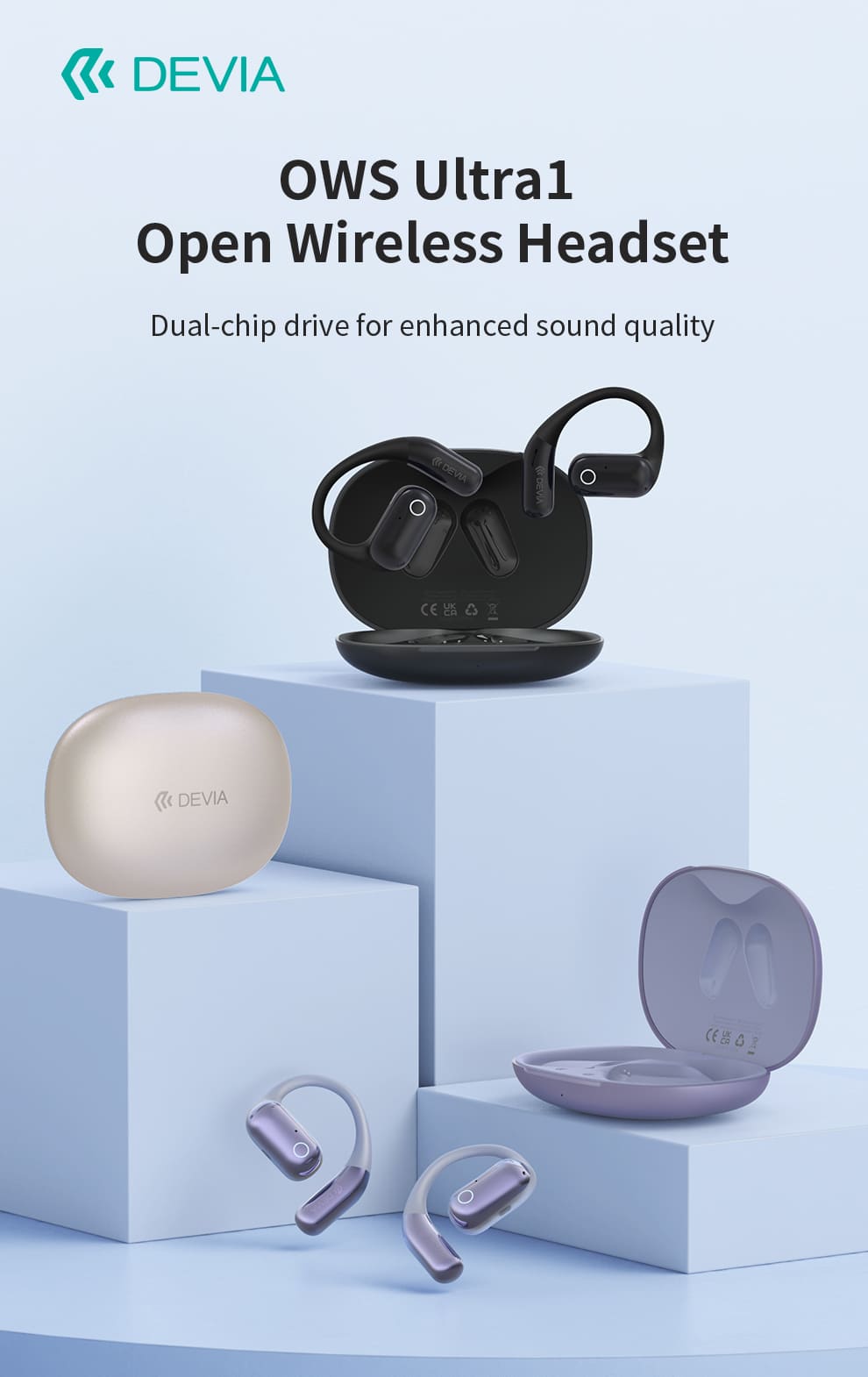 DEVIA OWS Ultra1 Open Wireless Earphone, BTV 5.3, Earphone 3.7V/60mAh