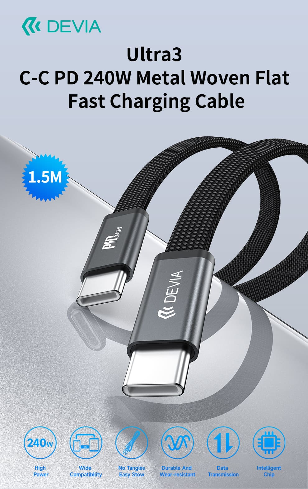 DEVIA Ultra3 PD 240W Cable USB-C to USB-C