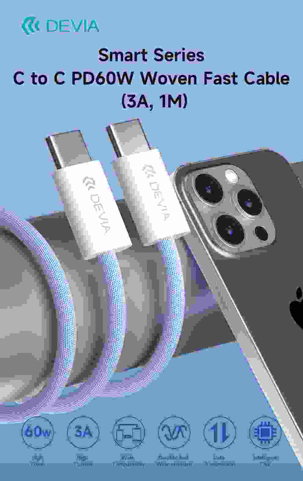 DEVIA  EC325 Smart Series PD Cable USB-C to USB-C