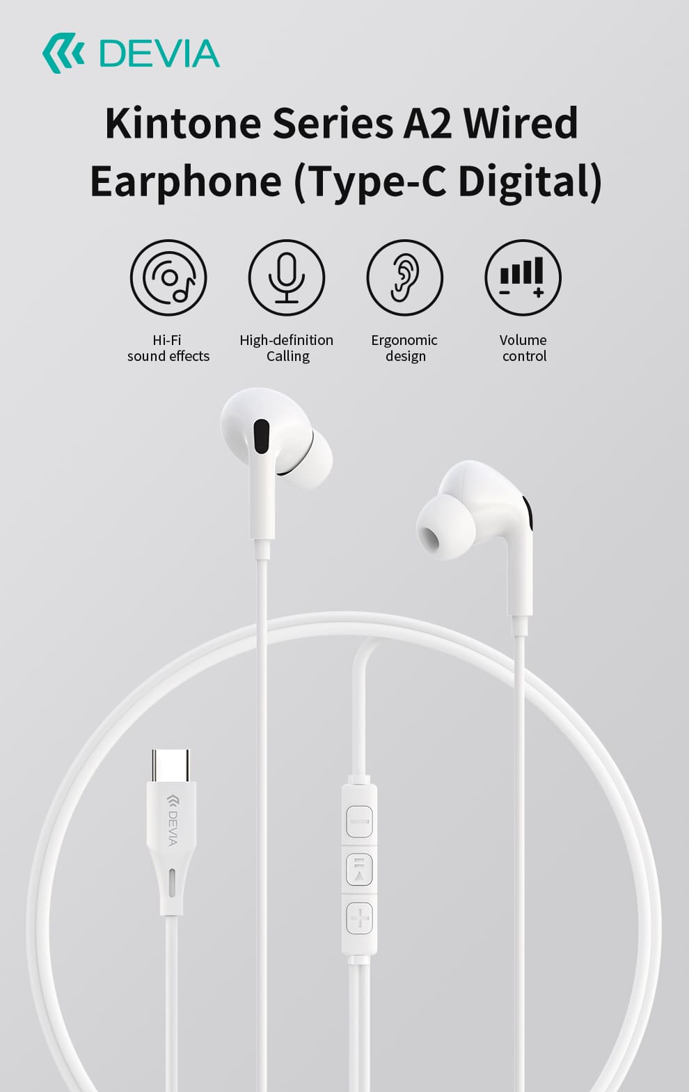 DEVIA Kintone Series Wired Earphone with Type-C