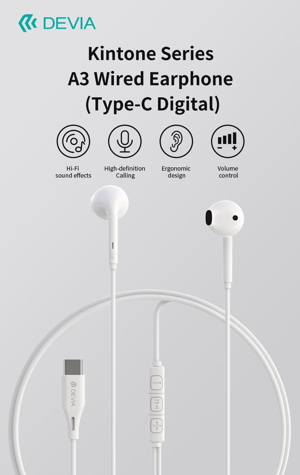 DEVIA Kintone Series Wired Earphone with Type-C Digital