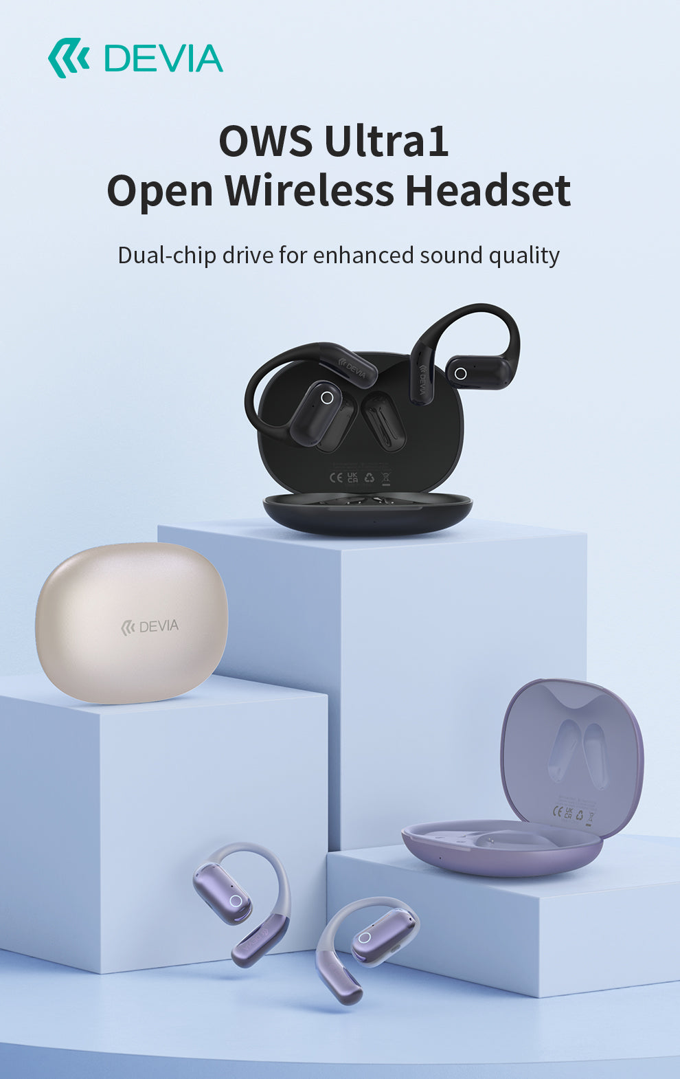 DEVIA OWS Ultra1 Open Wireless Earphone, BTV 5.3, Earphone 3.7V/60mAh