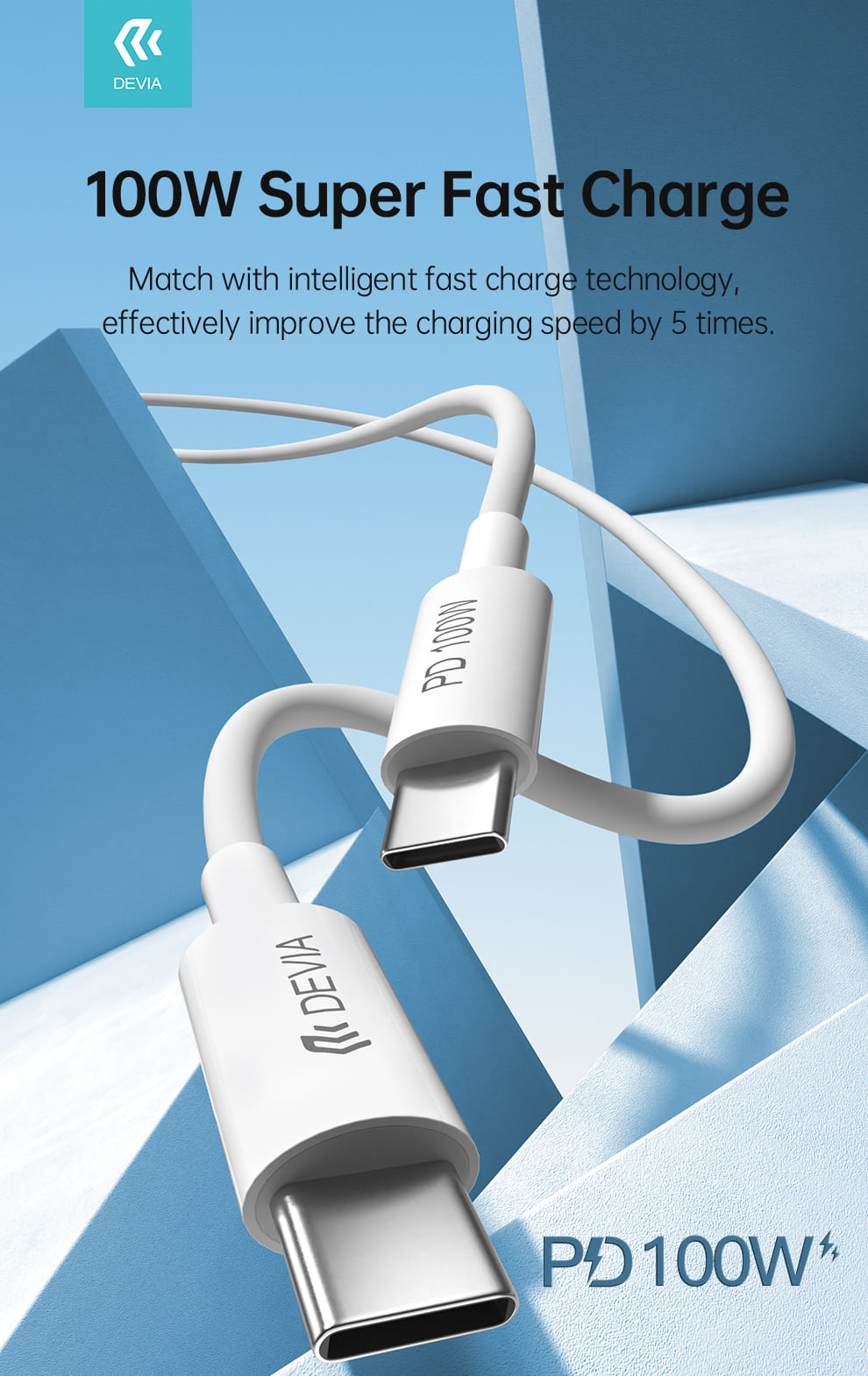 DEVIA EC317 Smart Series PD Cable, 100W, Type-C To Type-C