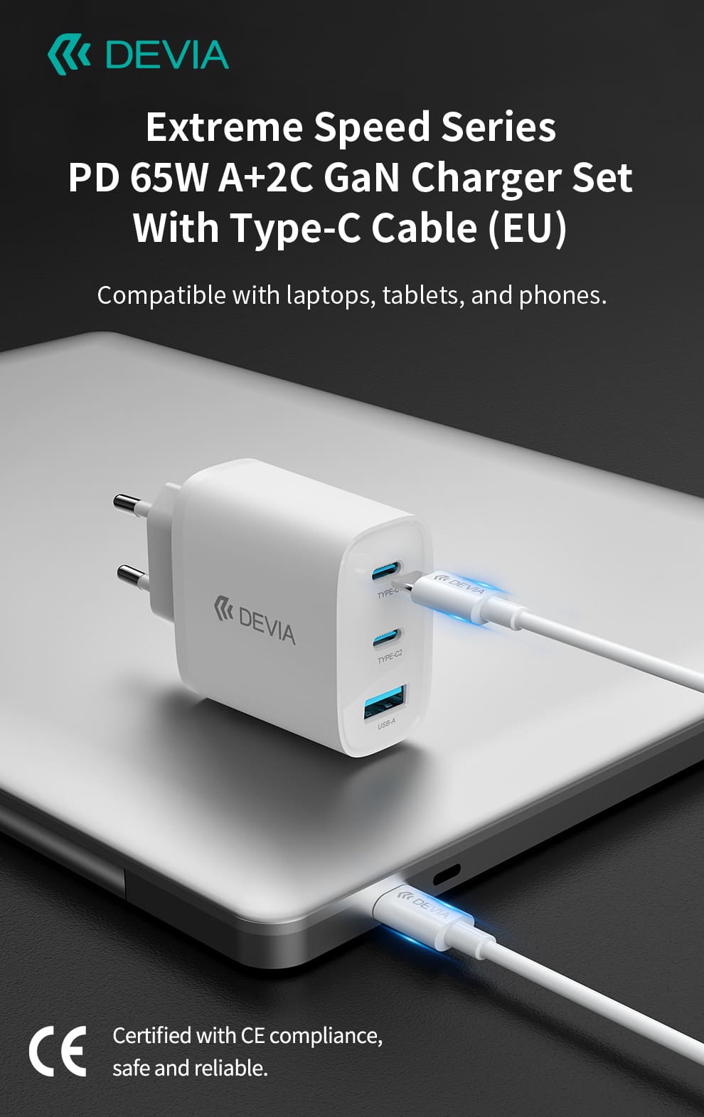 DEVIA Extreme Speed Series PD 65W A+2C GaN Charger Set