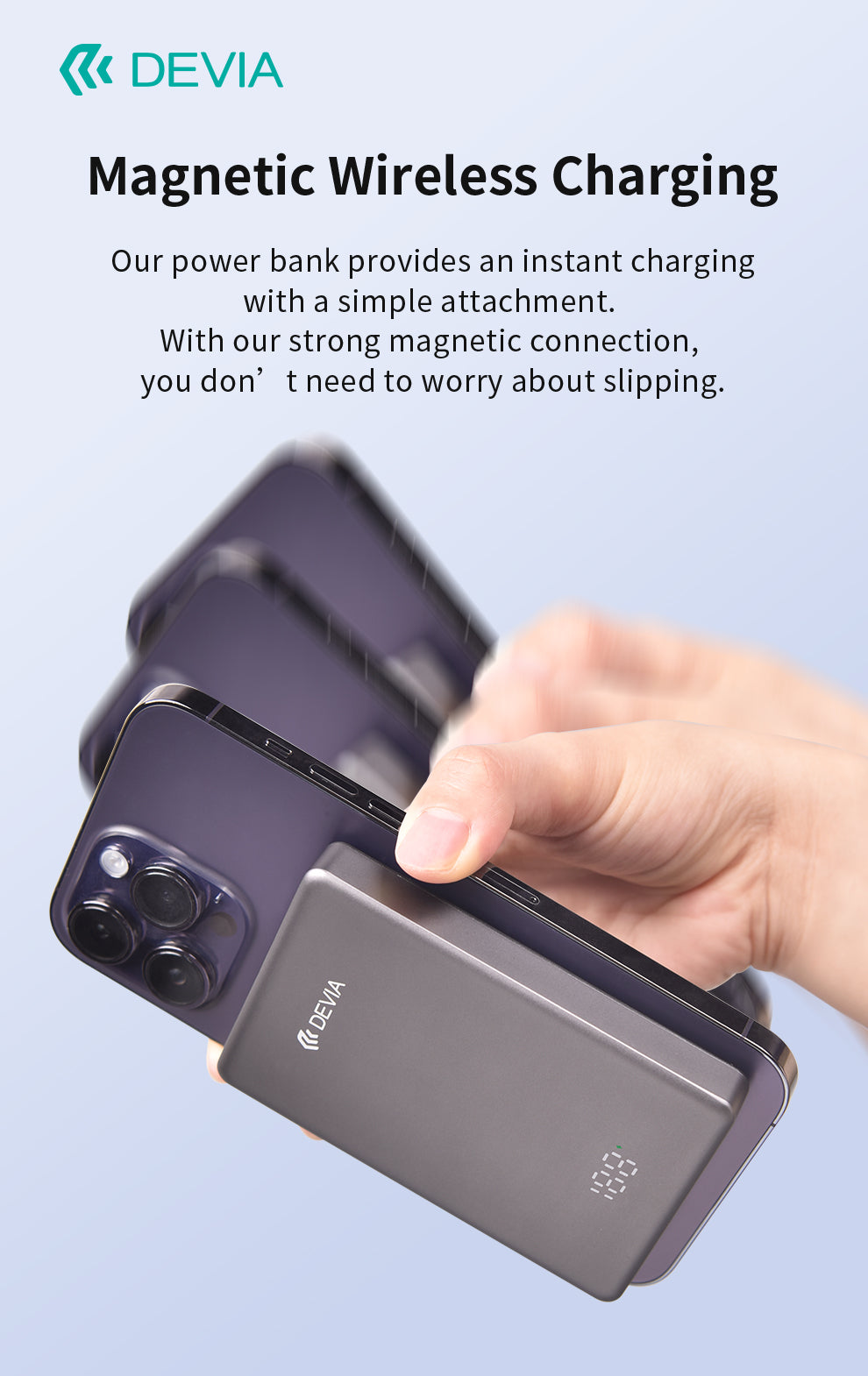 DEVIA Extreme Speed Series Digital Ultra-thinness Power Bank PD 20W 10,000 mAh Space Gray
