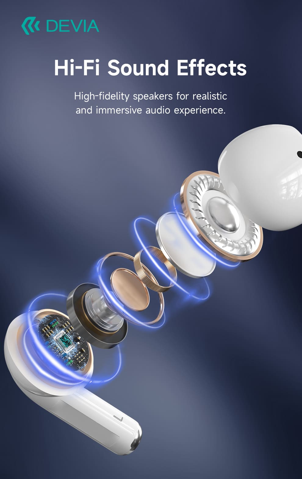DEVIA Air buds Pro2 TWS Earphone, Full Function Version, Headset Battery 3.7V/35mAh