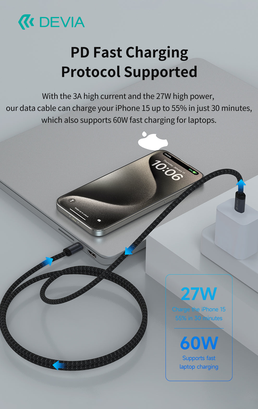DEVIA Gracious Series USB-C to USB-C PD 60W Fast Cable