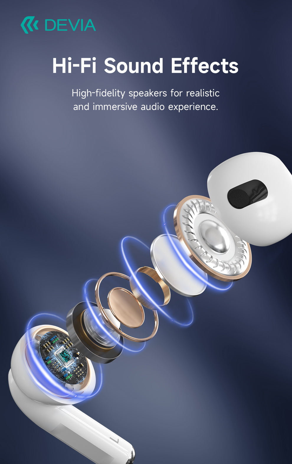 DEVIA Air buds Pods3 TWS Earphone, Full Function Version, Headset Battery 3.7V/35mAh