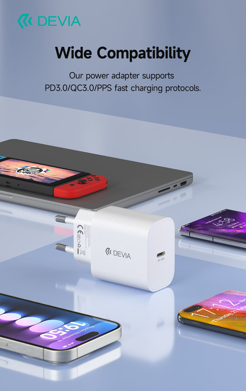 شاحن جان DEVIA الذكي PD بقوة 30 واط مع كابل USB-C