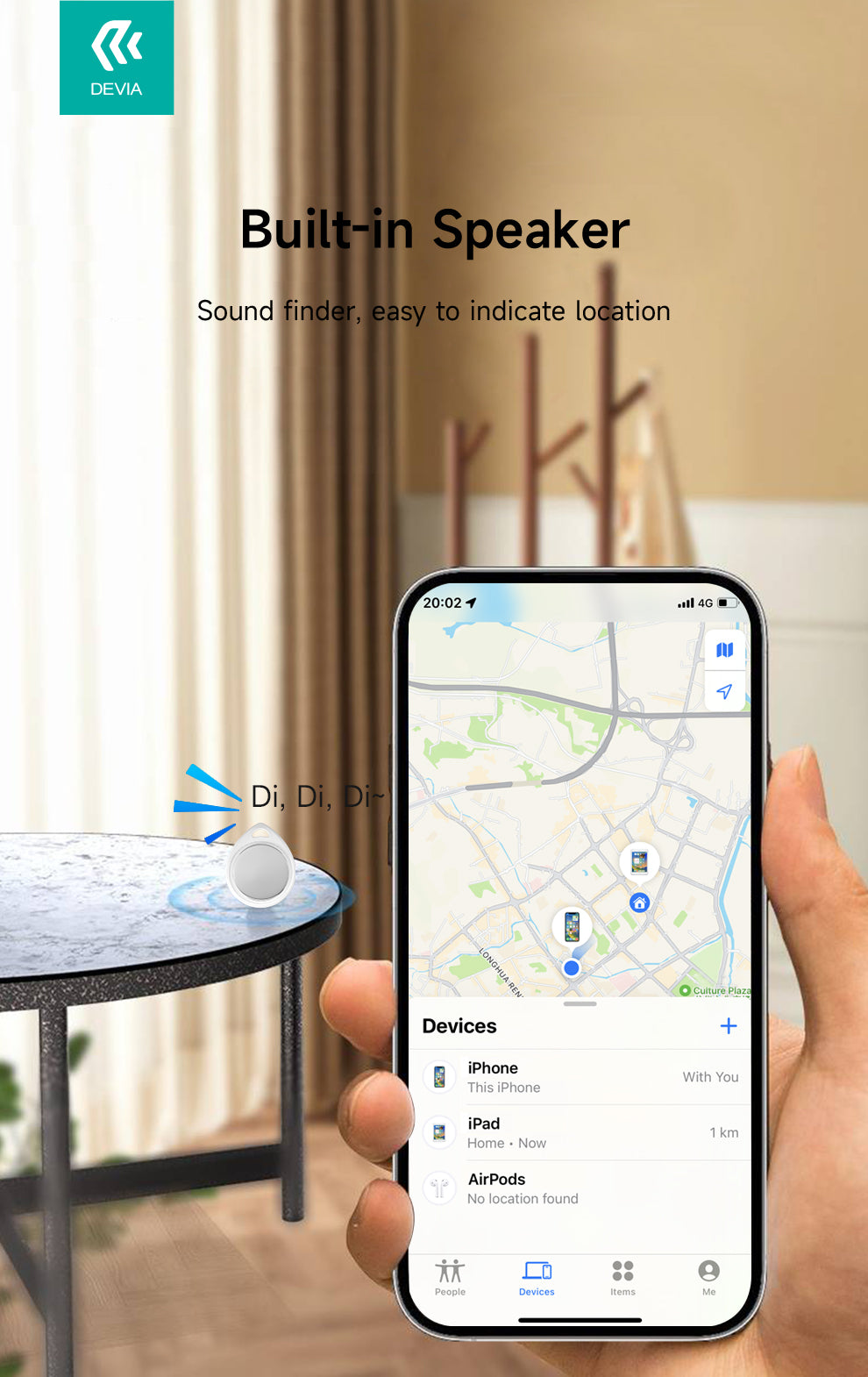 DEVIA Lite Tag Global positioning, One-click call, Apple certification, Long battery life, Multi-device universal, Life waterproof, ABS Material,G2302