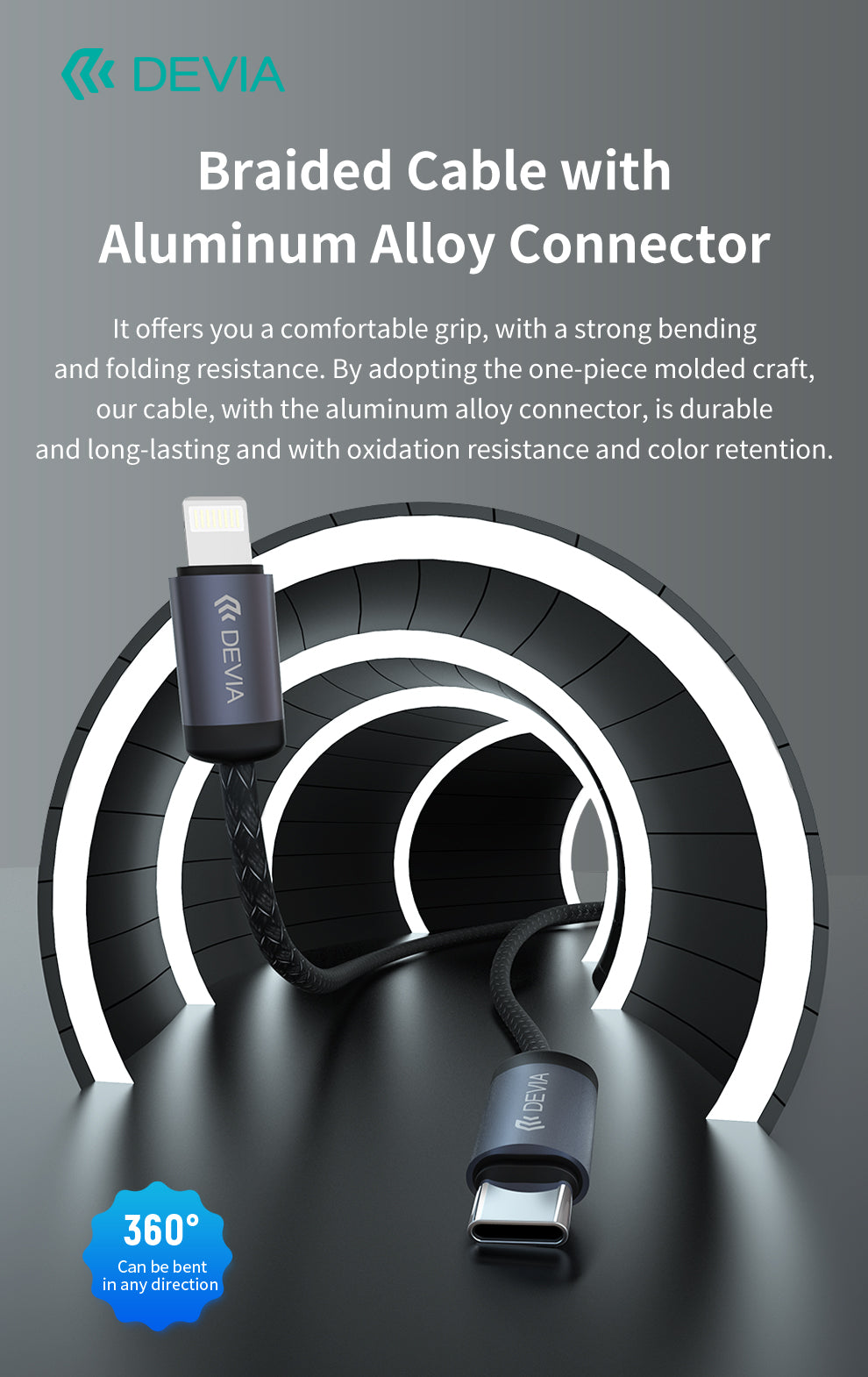 DEVIA Gracious Series USB-C to Lightning 27W Fast Cable 3A, 3M - Black    EC645