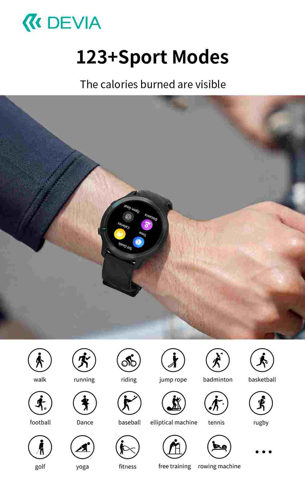 DEVIA WT3 Smart Watch, BTV5.3, Battery 390mAh