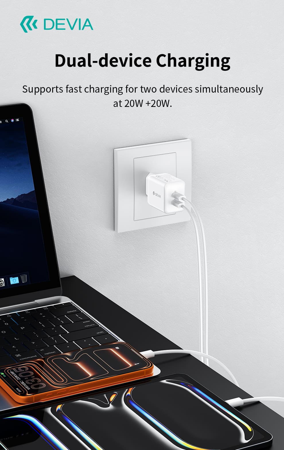 DEVIA Extreme Speed Series PD 45W 2C Quick Charger Set UK,GaN-015B