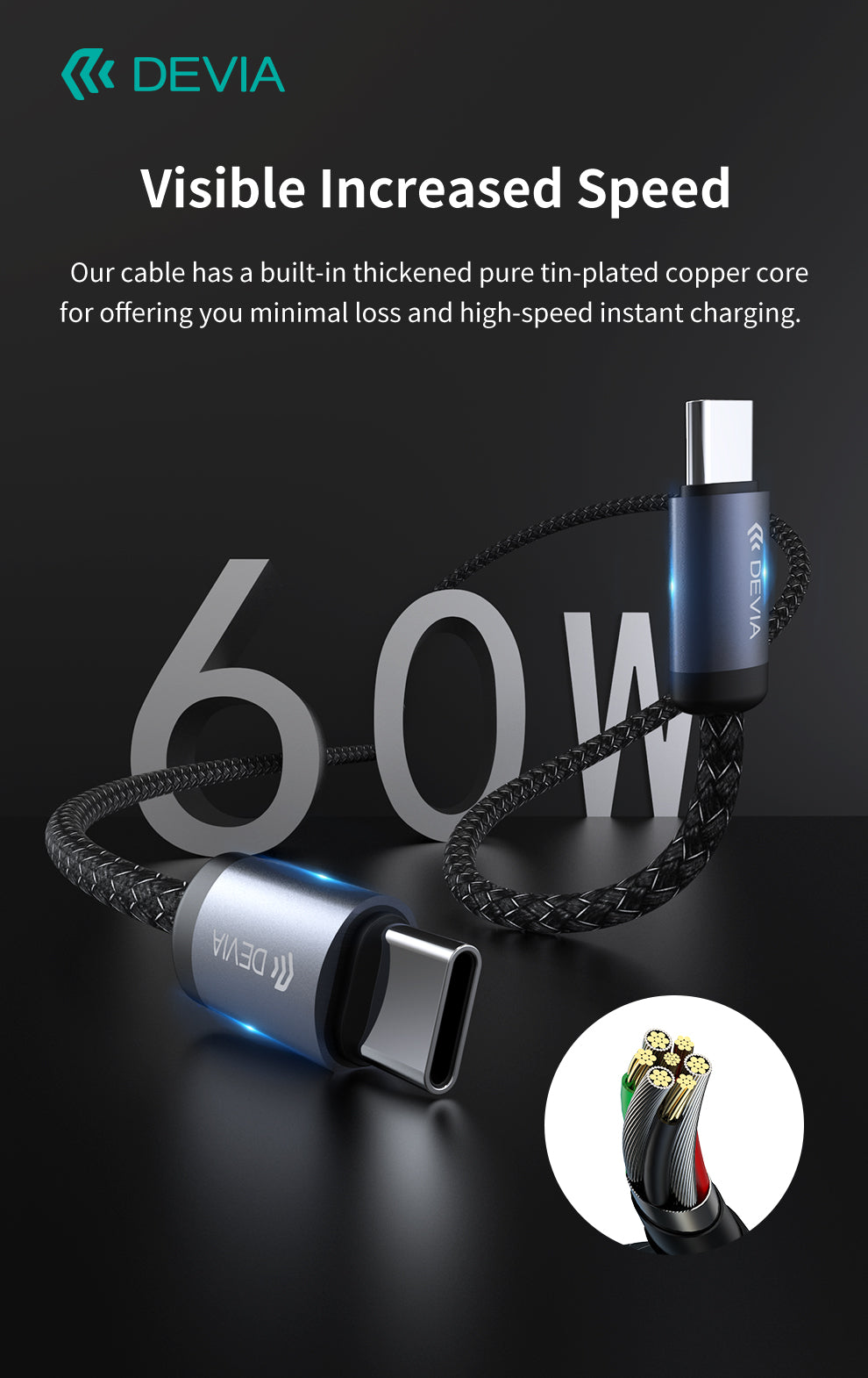DEVIA Gracious Series USB-C to USB-C PD 60W Fast Cable