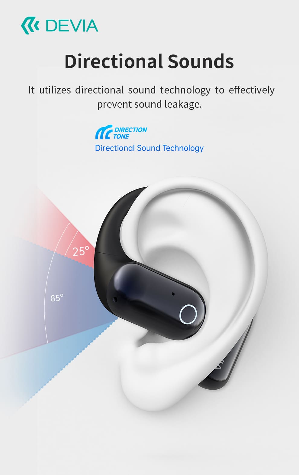 DEVIA OWS Ultra1 Open Wireless Earphone, BTV 5.3, Earphone 3.7V/60mAh