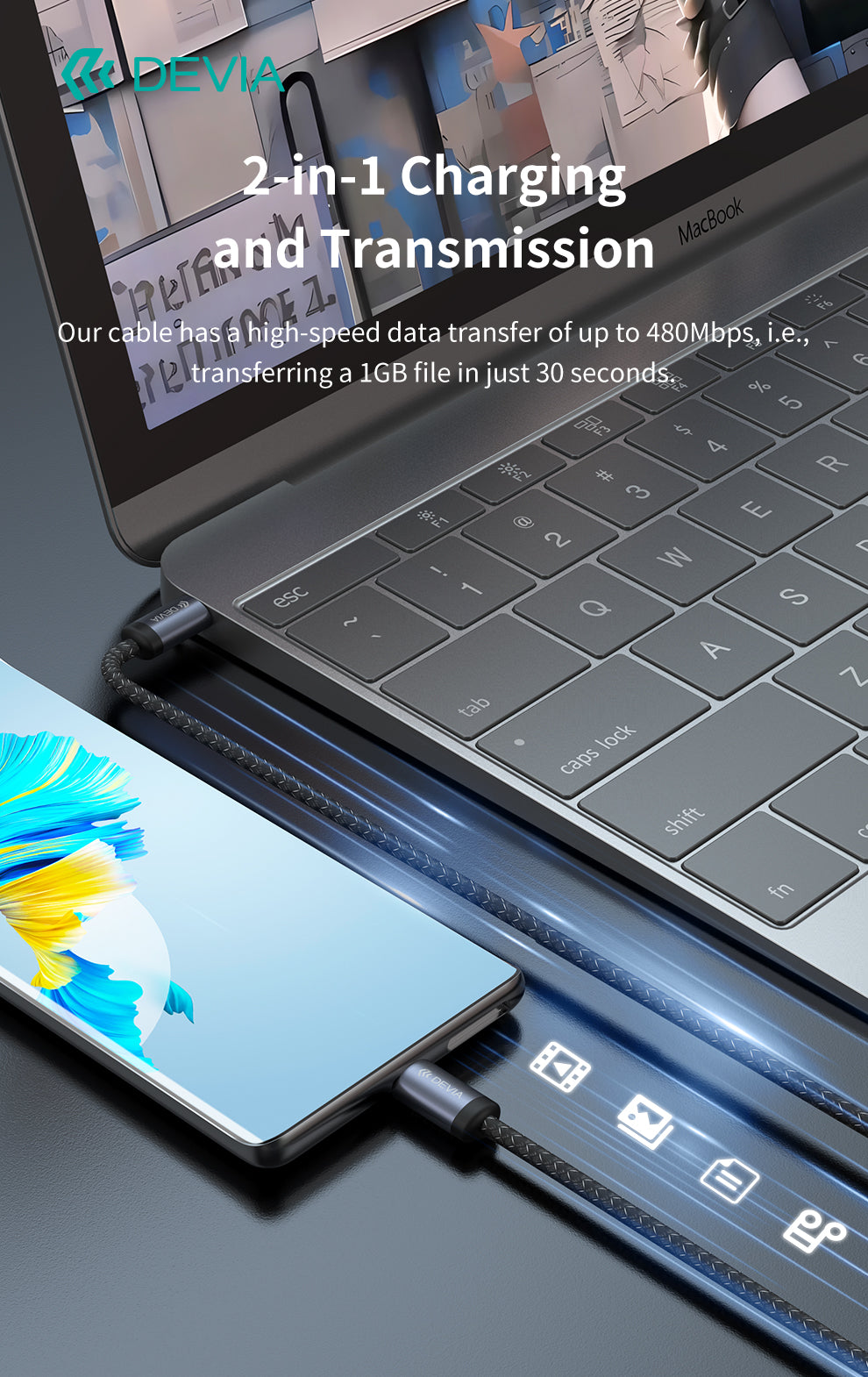 DEVIA Gracious Series USB-C to USB-C PD 60W Fast Cable