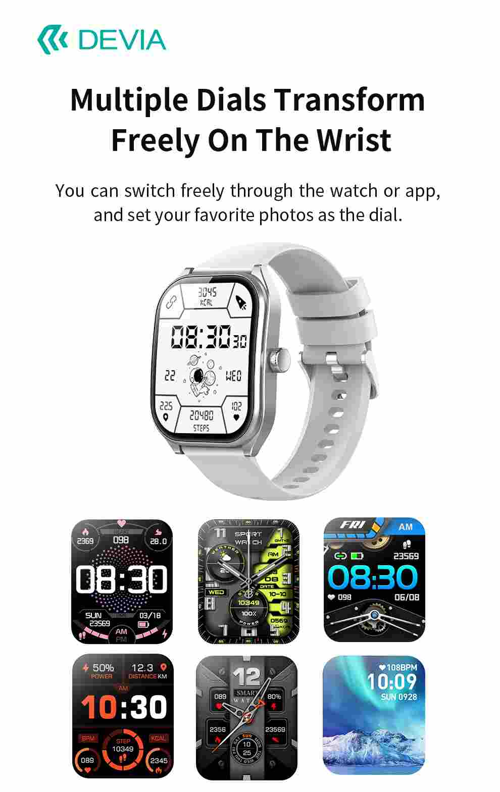 DEVIA WT4 Smart Watch, BTV5.3, Battery 300mAh