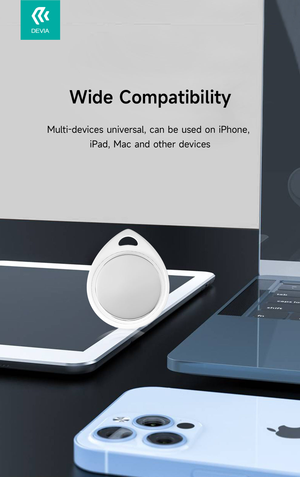 DEVIA Lite Tag Global positioning, One-click call, Apple certification, Long battery life, Multi-device universal, Life waterproof, ABS Material,G2302