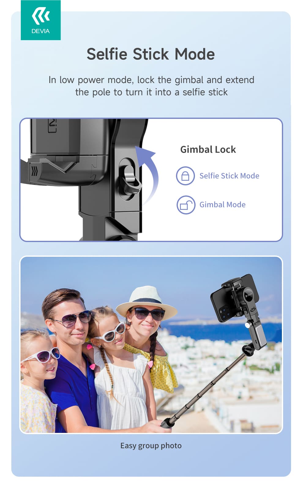 DEVIA Tripod Stand Multi-functional Desktop Gimbal Selfie-Stick