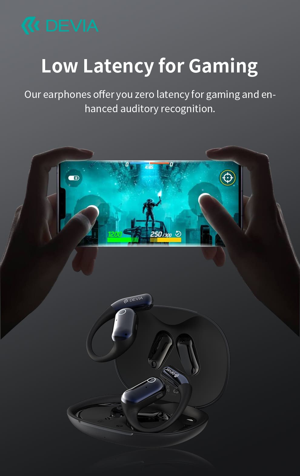 DEVIA OWS Ultra1 Open Wireless Earphone, BTV 5.3, Earphone 3.7V/60mAh