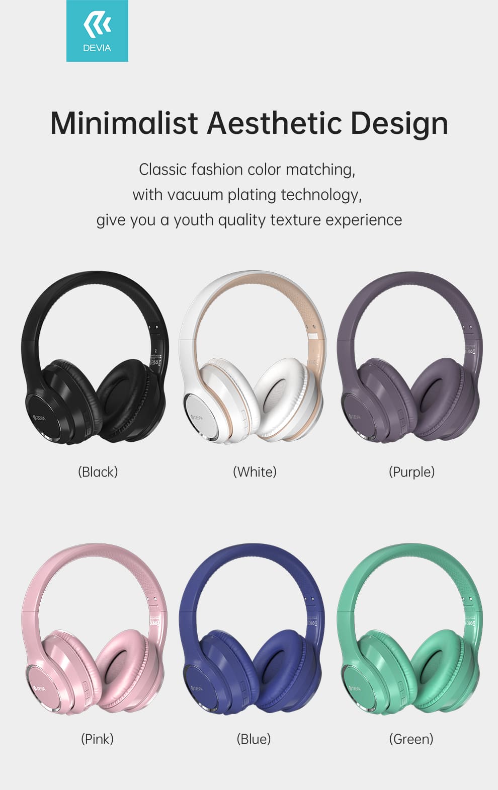 Devia EM039 Kintone Series Wireless Headset, White