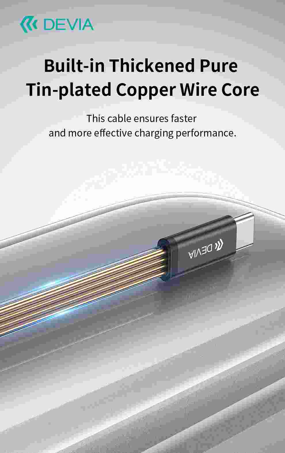 DEVIA Ultra3 PD 240W Cable USB-C to USB-C, Metal Woven Flat Fast Charging, 1.5M - Orange   EC664