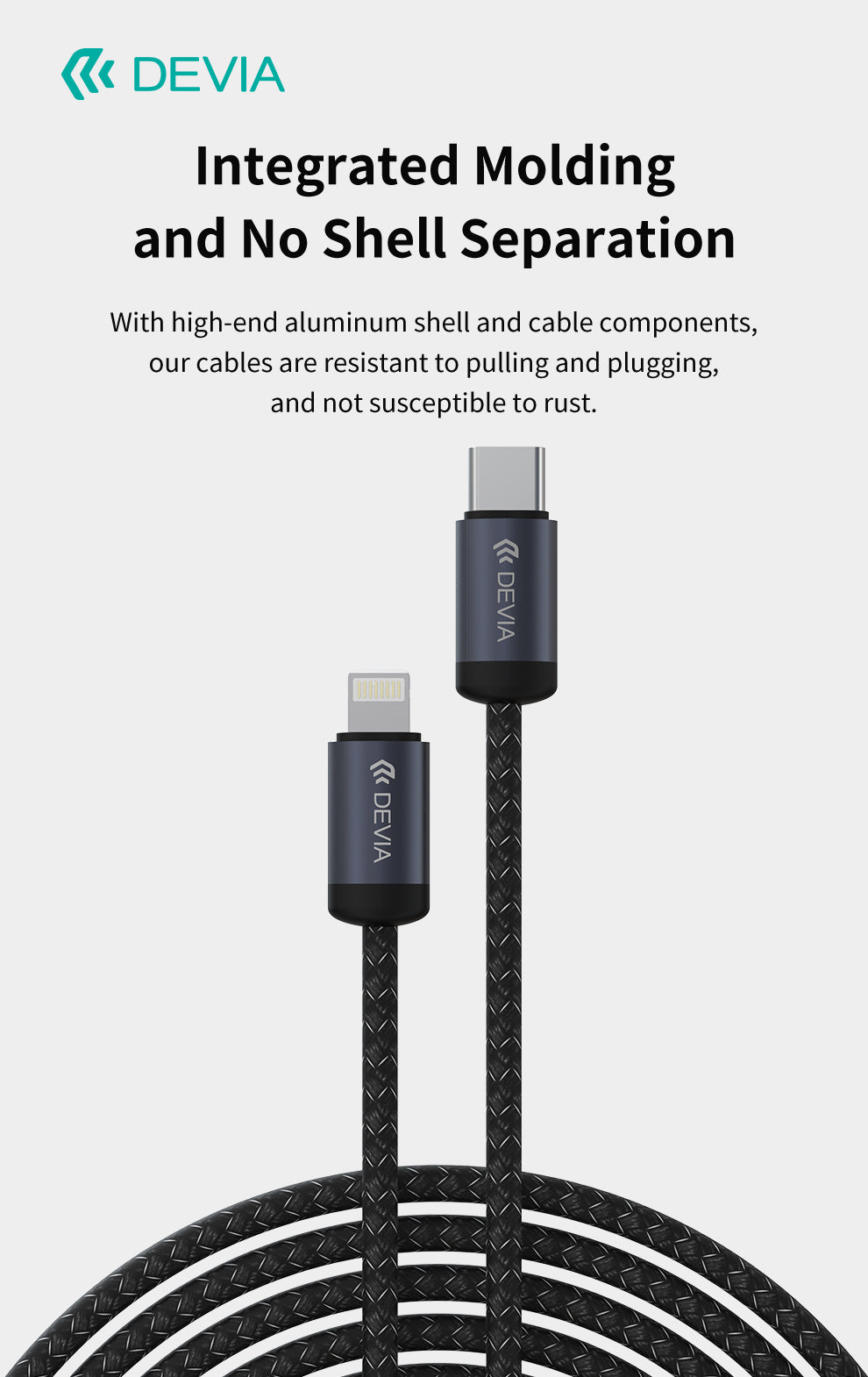 DEVIA Gracious Series USB-C to Lightning 27W Fast Cable 3A, 3M - Black    EC645