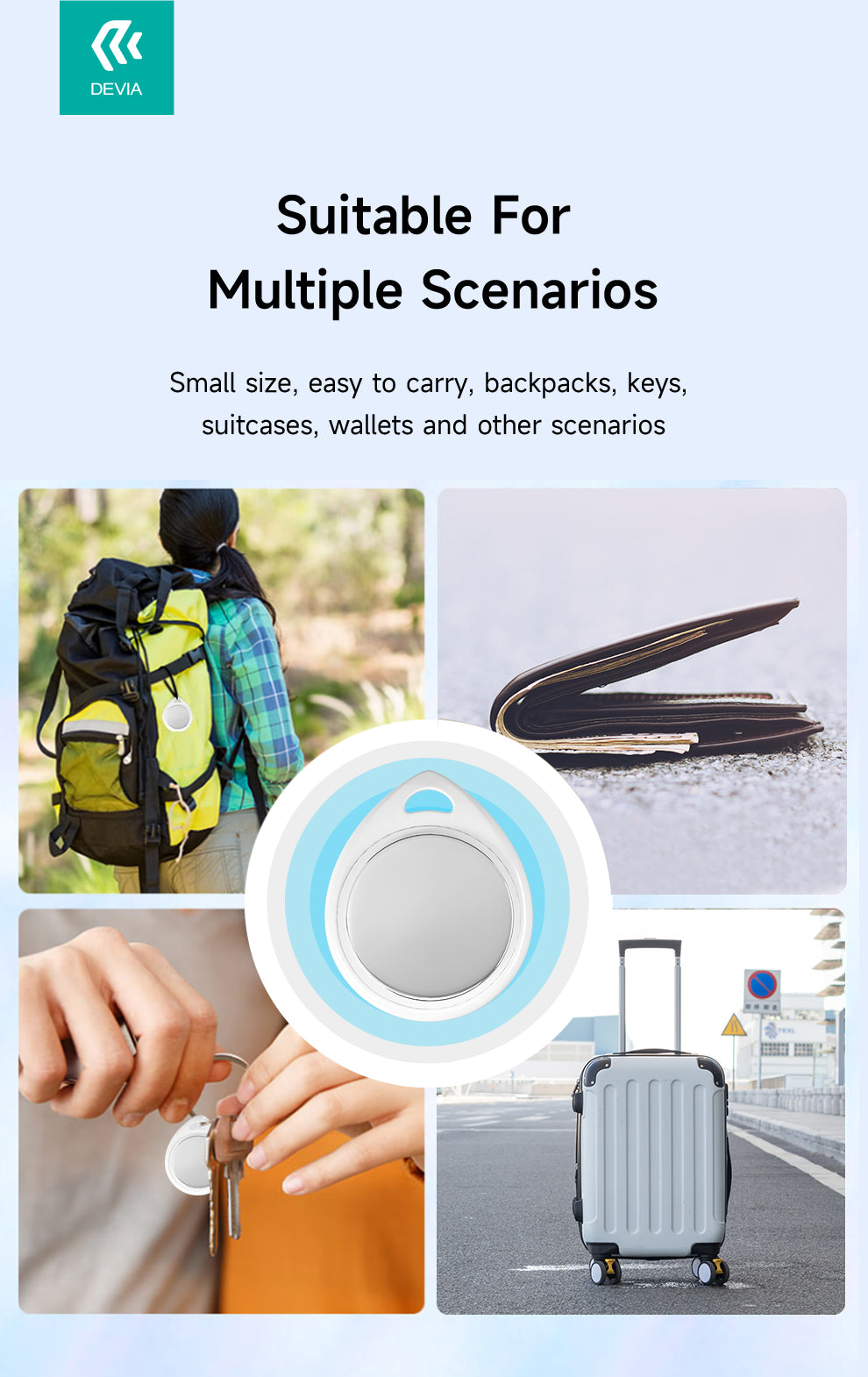 DEVIA Lite Tag Global positioning, One-click call, Apple certification, Long battery life, Multi-device universal, Life waterproof, ABS Material,G2302
