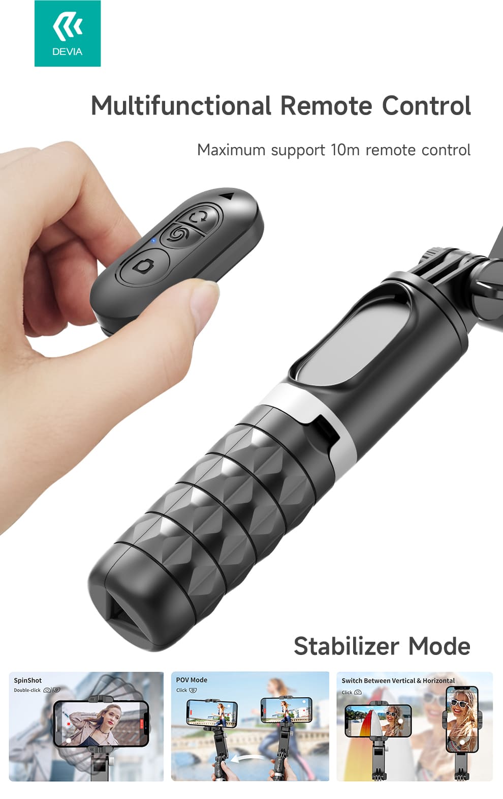 DEVIA Tripod Stand Multi-functional Desktop Gimbal Selfie-Stick