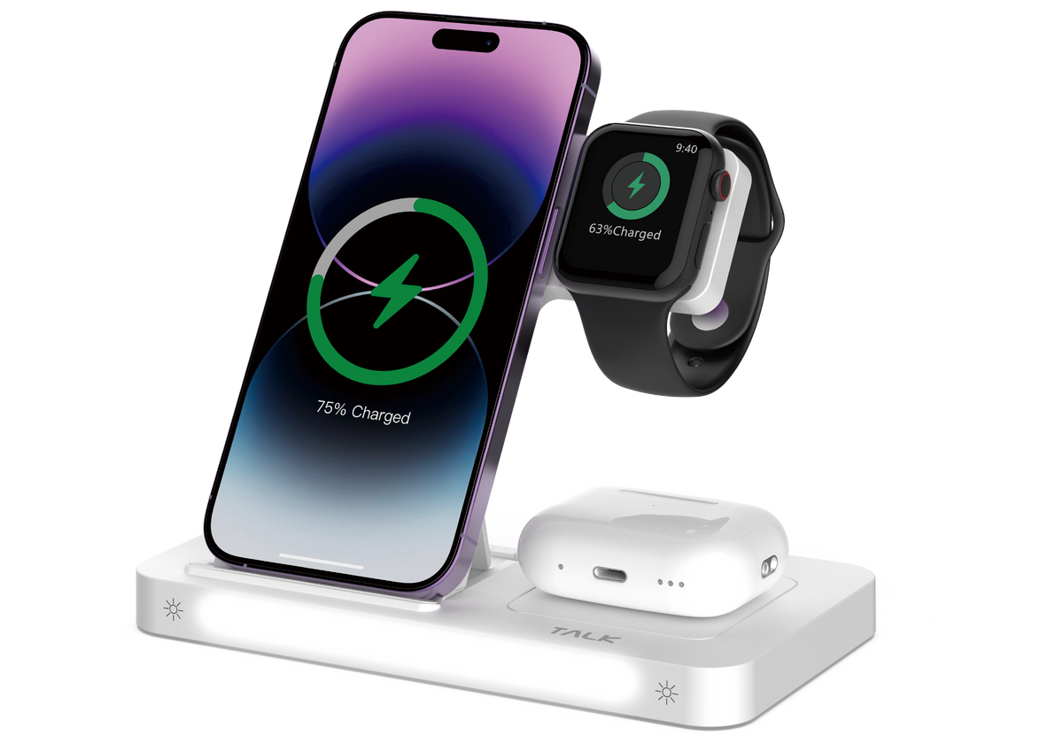 شاحن لاسلكي 3 في 1 مع حامل من DEVIA Smart Series، رقم 966-M1026Q