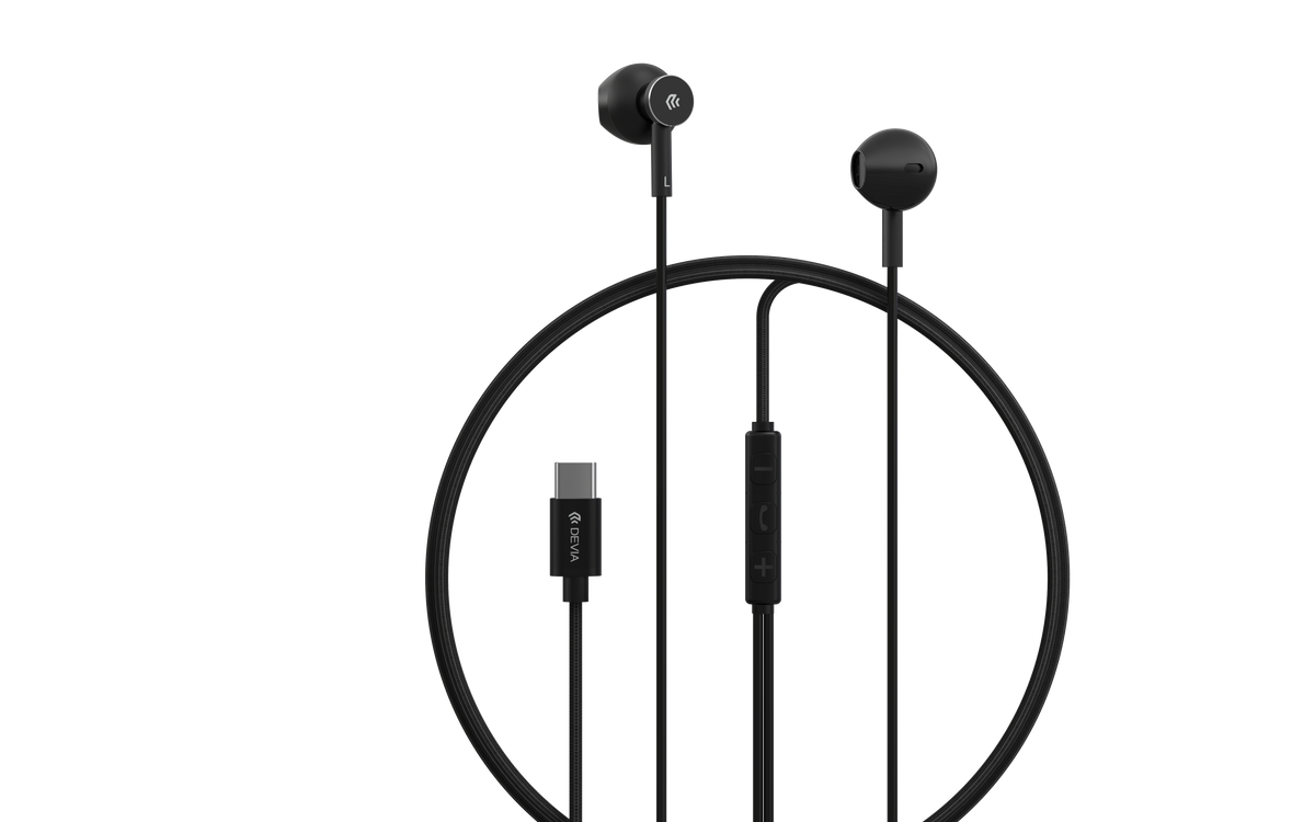 DEVIA Smart Series Metal Wired Earphone Half in-ear, Plug USB-C