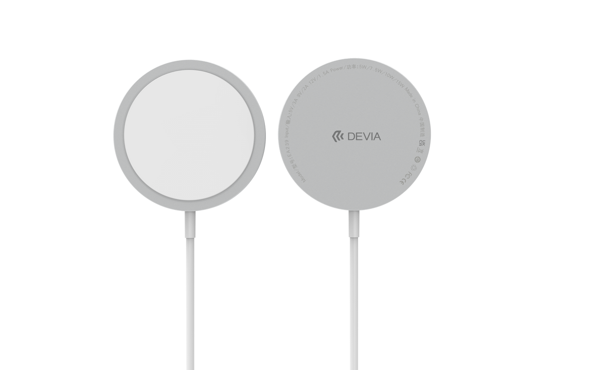 DEVIA EA239 smart series magnetic wireless charger for iPhone 12 and other device which support Qi  protocol, Wireless charging power 5W/7.5W/15W, Material: ABS+PC+ silica gel + aluminum alloy