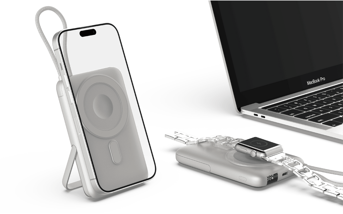 DEVIA Extreme Speed Series 22.5W Fast Charging Magnetic Power Bank With Bracket 10000mAh - Gray  EP201