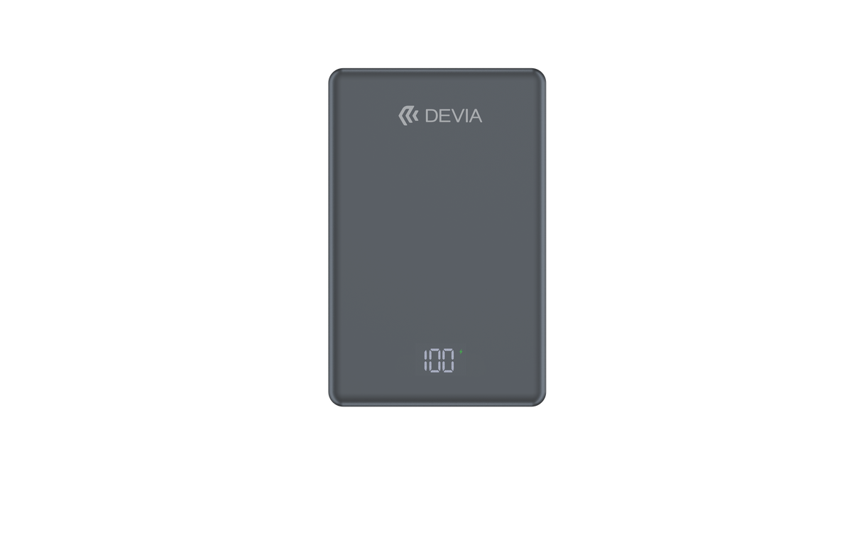DEVIA Extreme Speed Series Digital Ultra-thinness Power Bank PD 20W 10,000 mAh Space Gray