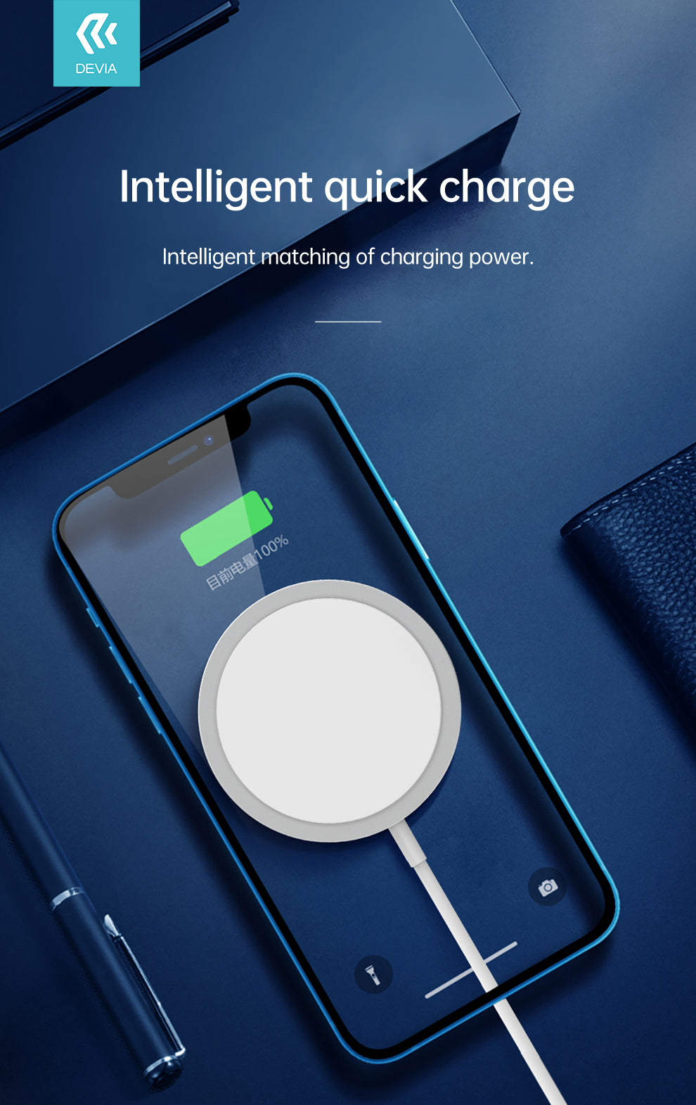 DEVIA EA239 smart series magnetic wireless charger for iPhone 12 and other device which support Qi  protocol, Wireless charging power 5W/7.5W/15W, Material: ABS+PC+ silica gel + aluminum alloy