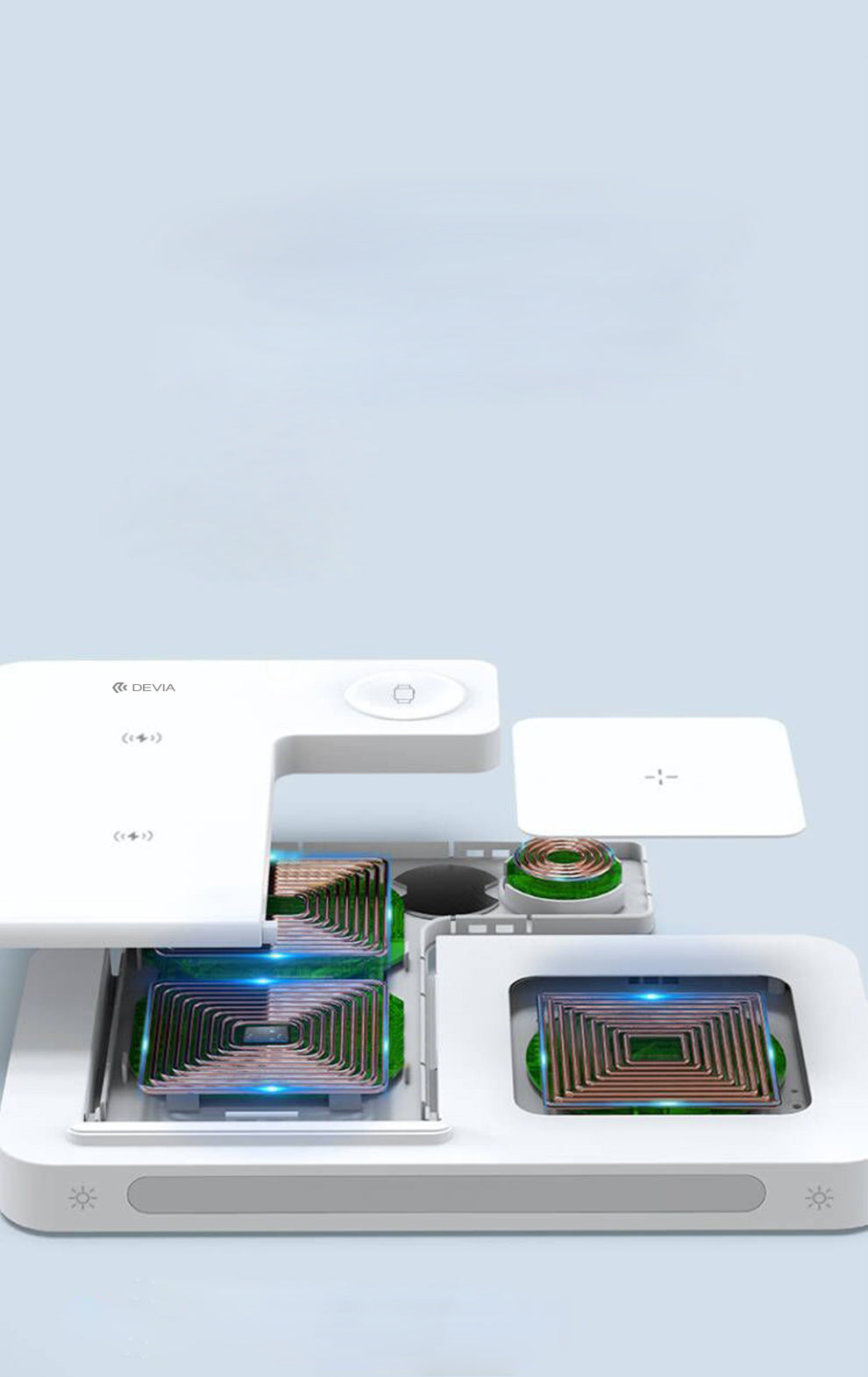 شاحن لاسلكي 3 في 1 مع حامل من DEVIA Smart Series، رقم 966-M1026Q