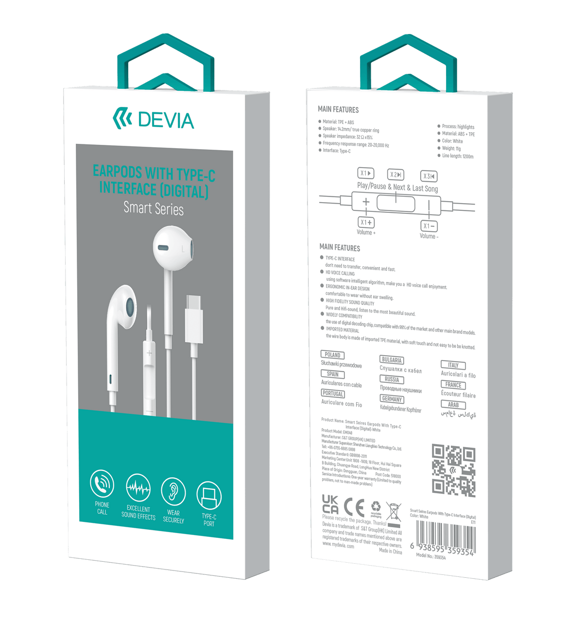 DEVIA Smart Series Wired Earphone with Type-C Digital