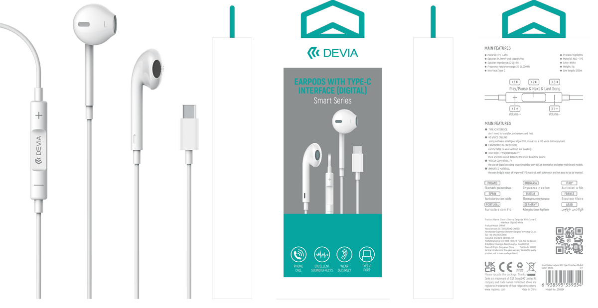 DEVIA Smart Series Wired Earphone with Type-C Digital