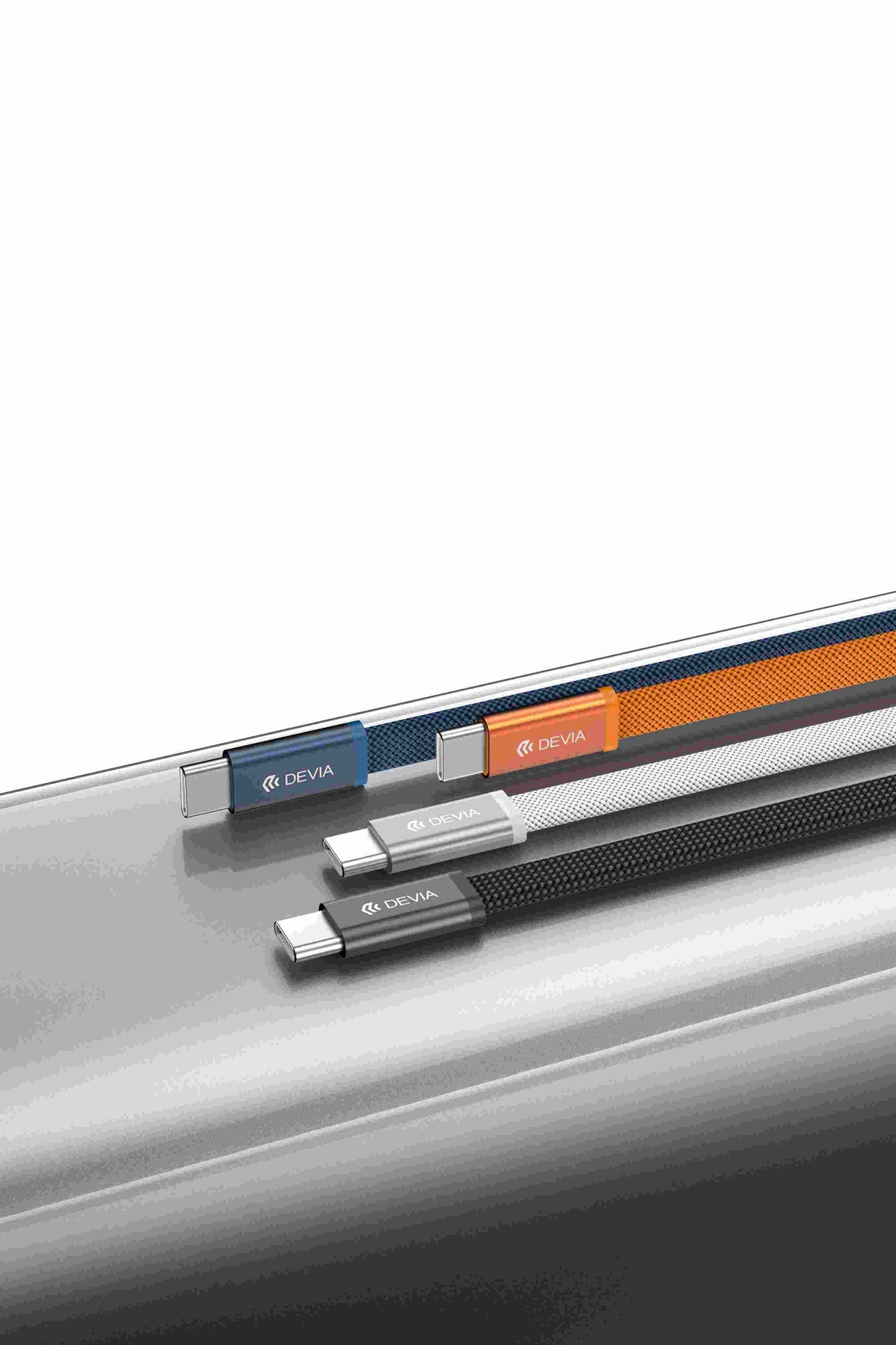 DEVIA Ultra3 PD 240W Cable USB-C to USB-C, Metal Woven Flat Fast Charging, 1.5M - Orange   EC664