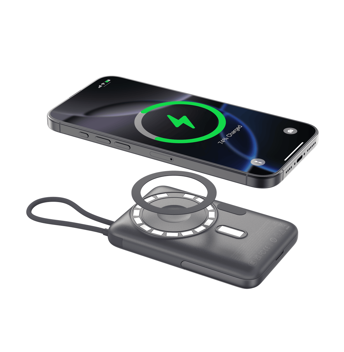 DEVIA Extreme Speed Series 22.5W Fast Charging Magnetic Power Bank With Bracket 10000mAh - Gray  EP201