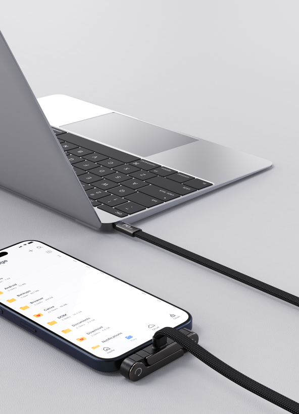 DEVIA USB-C PD 240W Stretchable Cable 1M EC662, Gray