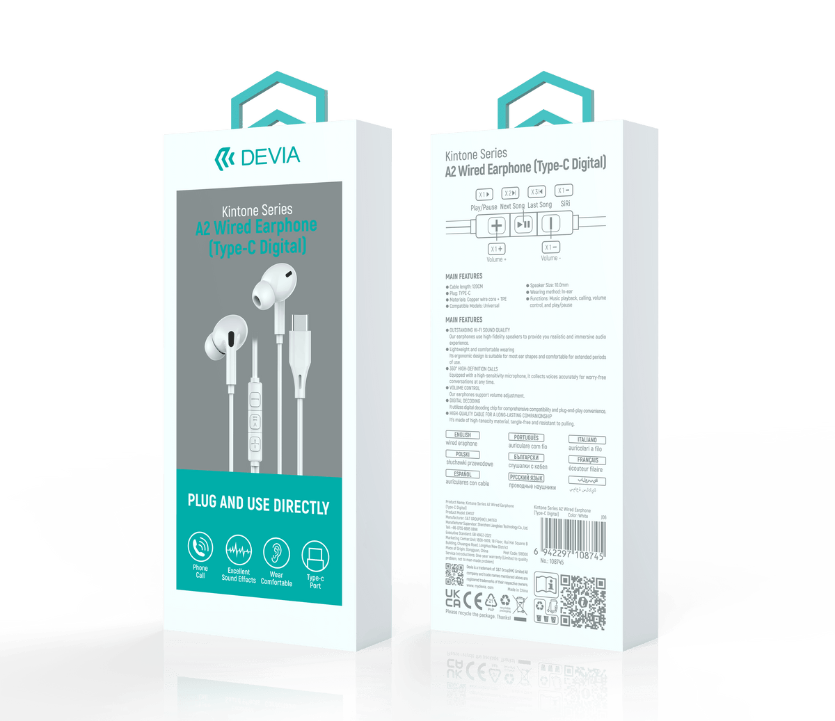 DEVIA Kintone Series Wired Earphone with Type-C