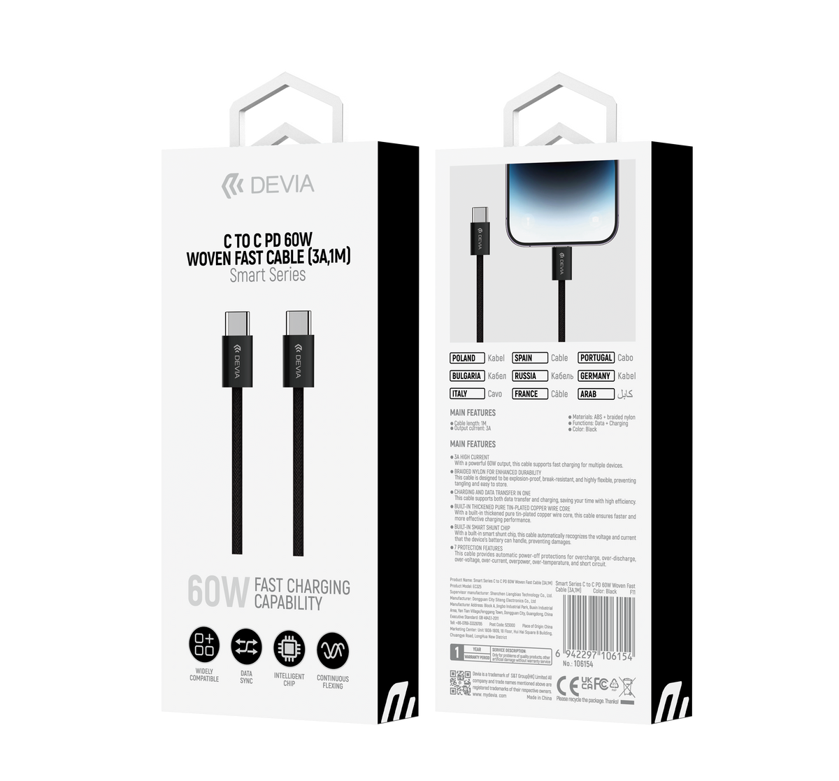 DEVIA EC325 Smart Series PD Cable USB-C to USB-C
