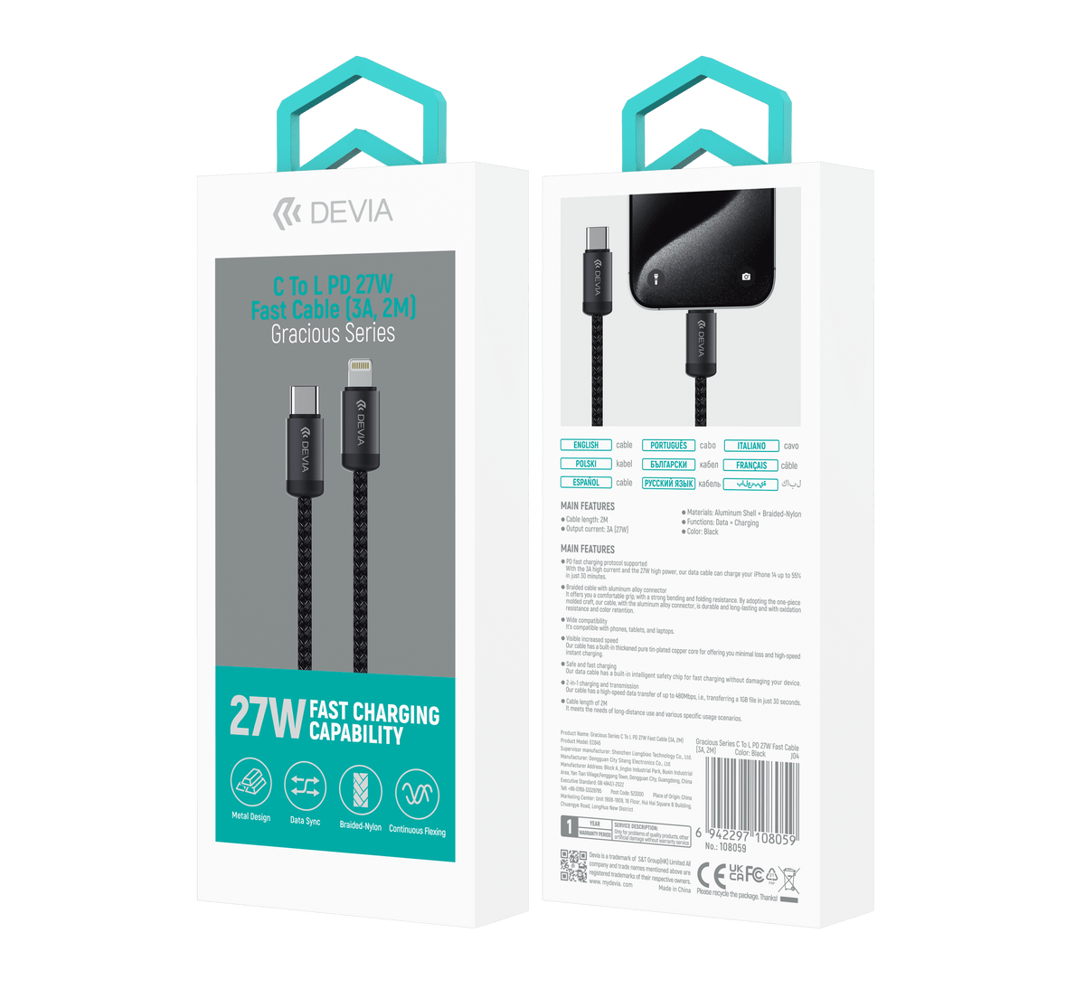 DEVIA Smart Series PD Type-C to Lightning 27WCable
