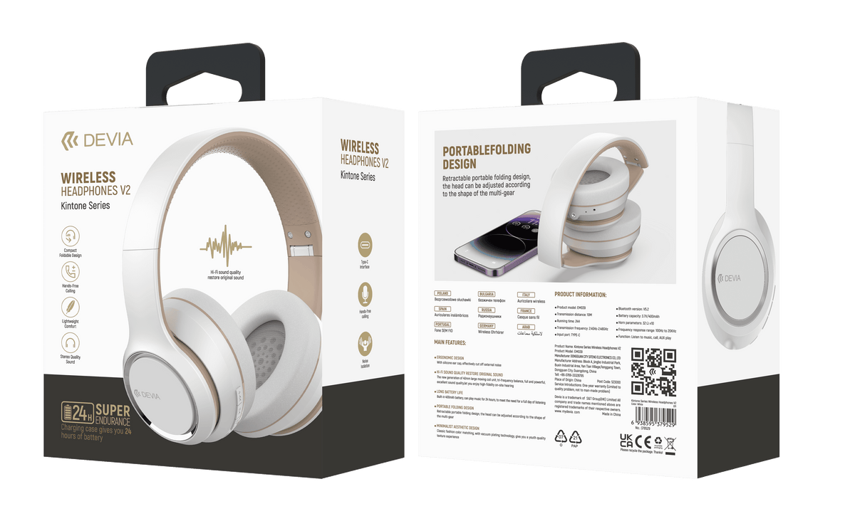 Devia EM039 Kintone Series Wireless Headset, White