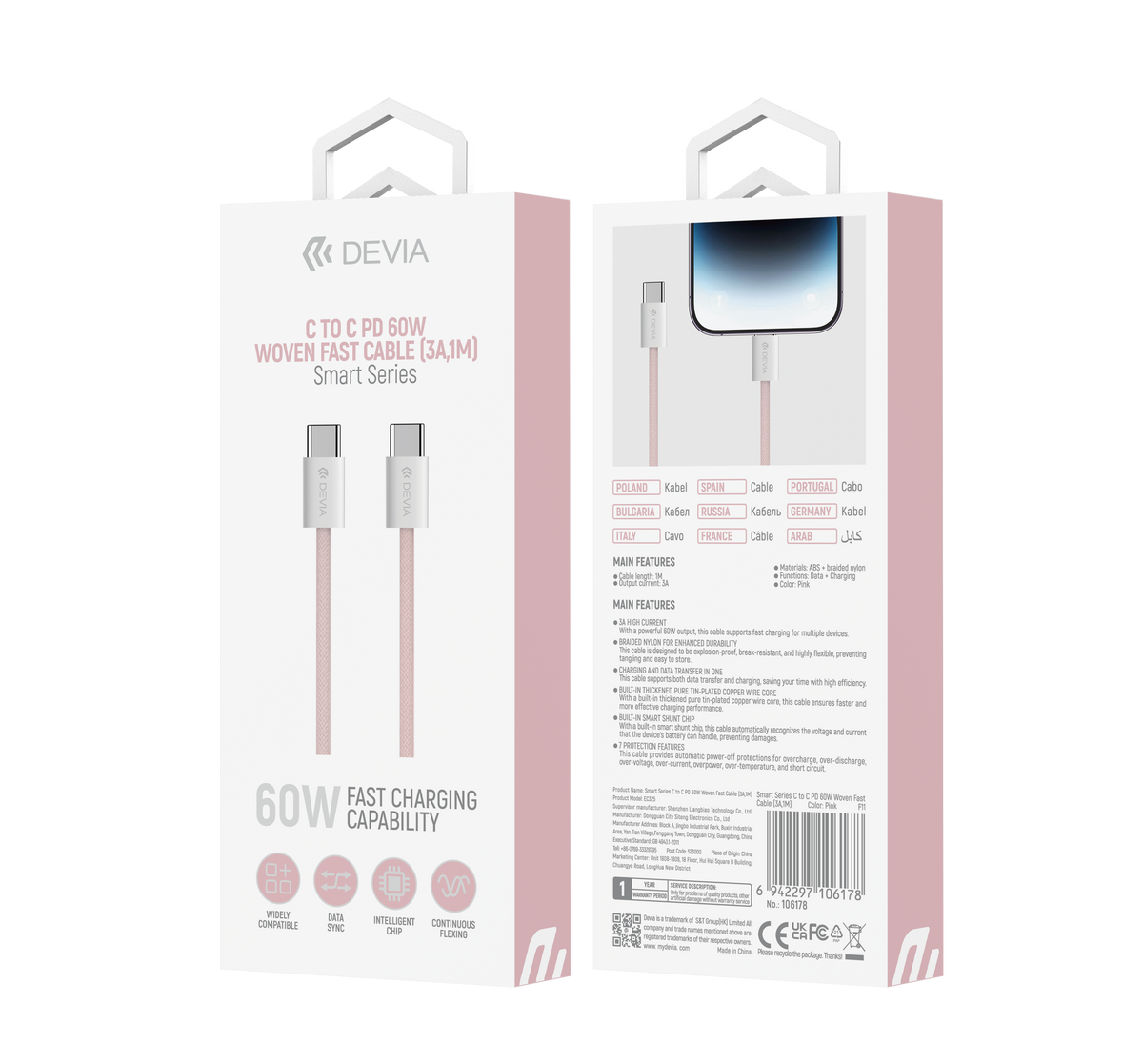 DEVIA EC325 Smart Series PD Cable USB-C to USB-C