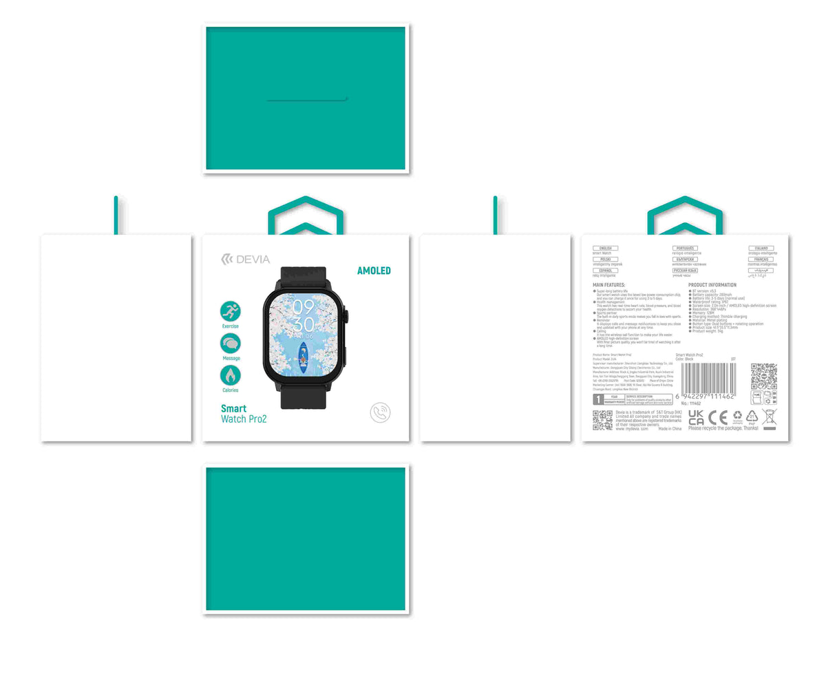 DEVIA Pro2 Smart Watch,  Black