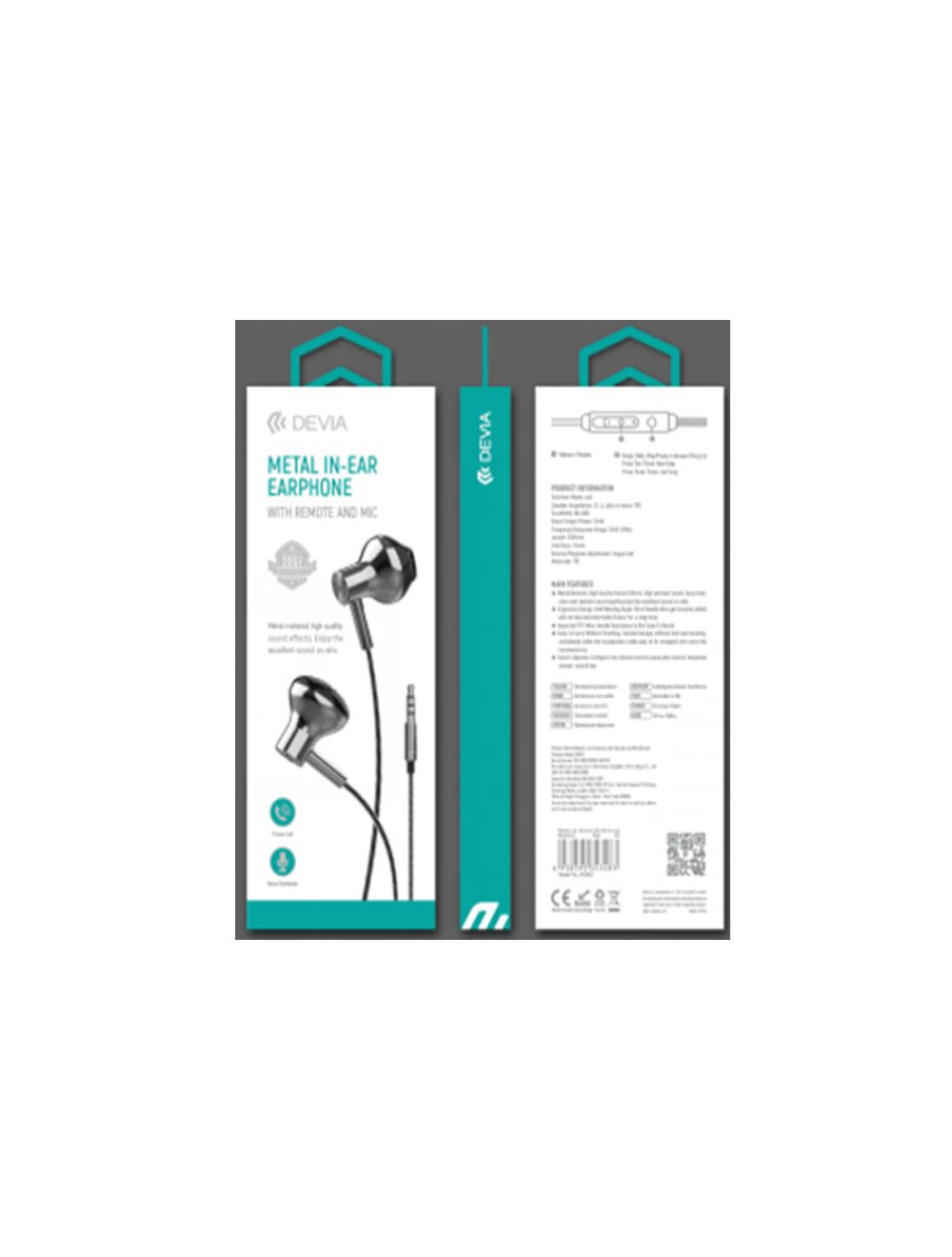 DEVIA Metal In Earphone with Remote and Mic